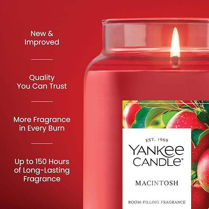 Yankee Candle Macintosh, Fall Scented Candle, 22oz Large Jar with up to 150 Hour Burn Time - Bloomnest