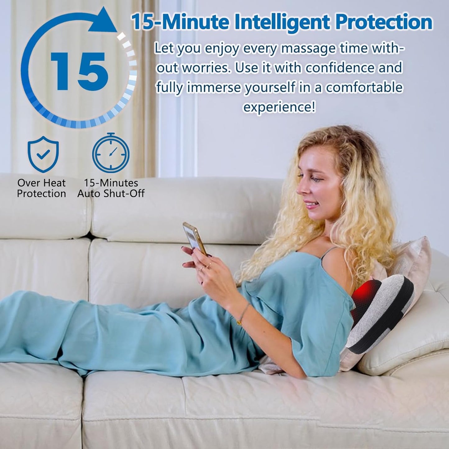 Massage Pillow, Neck and Back Massager with Heat, Shiatsu Massage Pillow for for Back, Shoulder, Leg, Foot, Gift for Men Women Mom Dad, Stress Relax at Home Office and Car