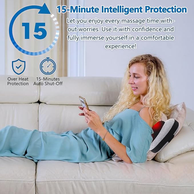 Massage Pillow, Neck and Back Massager with Heat, Shiatsu Massage Pillow for for Back, Shoulder, Leg, Foot, Gift for Men Women Mom Dad, Stress Relax at Home Office and Car - Bloomnest