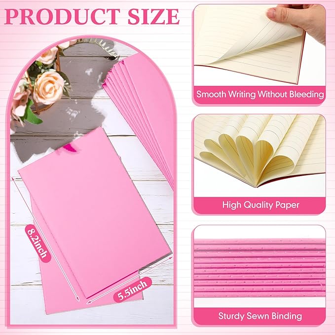 Mimorou 100 Pcs Journals Notebooks Bulk - Kraft Softcover A5 Small Notebooks 5.5 Inch x 8.3 Inch Notepads with 60 Page 30 Sheet for Writing Sketch Travel Office Supplies(Pink,Lined) - Bloomnest