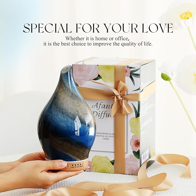 Porseme 150ml Essential Oil Diffuser Glass Color Changing Aroma Air Diffusers Aromatherapy Ultrasonic Cool Mist Humidifier 6 Running Hours Waterless Auto-Off for Sleeping Yoga Office Spa (Galaxy) - Bloomnest