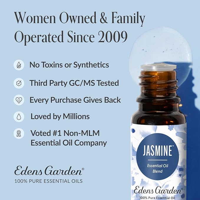 Edens Garden Jasmine Essential Oil Blend – 100% Pure Premium Grade, Natural & Synthetic-Free, Undiluted for Hair Care, Home Diffusers, Skin, Aromatherapy, Massage & Humidifiers 10 ml (.33 fl oz) EdensGarden