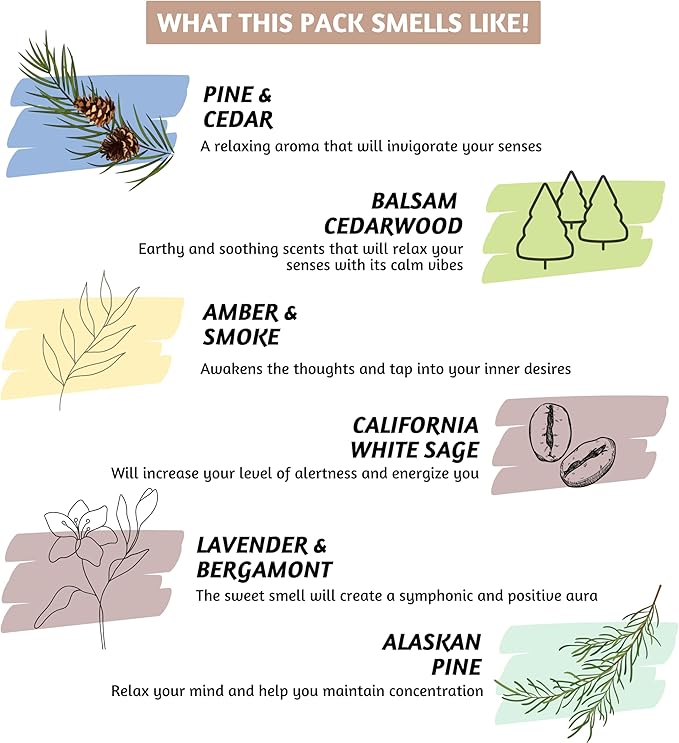 Folkulture Christmas Incense Sticks | Pack of 12 Non Toxic Insenses (240 Sticks) with Incense Holder | White Sage, Pine & Cedar, Palo Santo, Sandalwood Organic Inscents-Sticks for Home - Bloomnest