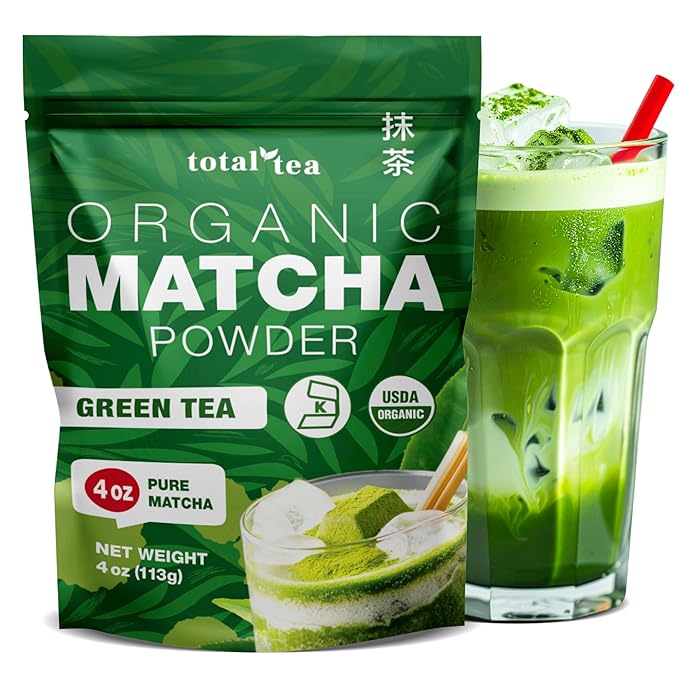 Organic Matcha Green Tea Powder (4-Oz) – Certified USDA Organic Powder for Matcha Latte, Tea, and Smoothies – Kosher, Non-Gmo, Antioxidant Rich Fruit Tea by Total Tea - Bloomnest