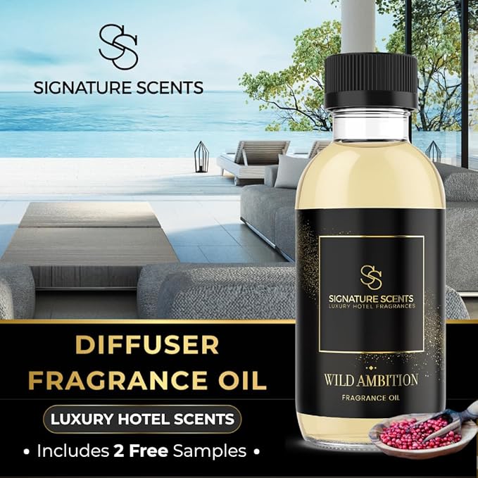 Luxury Hotel Diffuser Oil for Hotels and Homes - Aromatherapy Oils for use with an Essential Oil Diffuser at Home - Fragrance-Scent Diffuser Oil Blend (Wild Ambition) 4.05fl oz (120ml) - Bloomnest