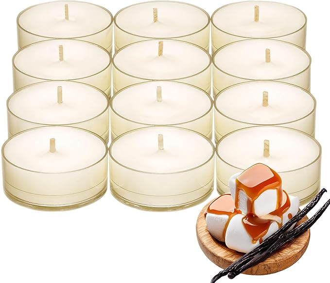 PartyLite Tea Lights Candles, Marshmallow and Vanilla with Caramel Scent, Gift Set of 12, Aromatherapy with up to 4 to 6 Hours Burn Time, Ideal for Home Decor, Holiday Gifting & Celebration - Bloomnest