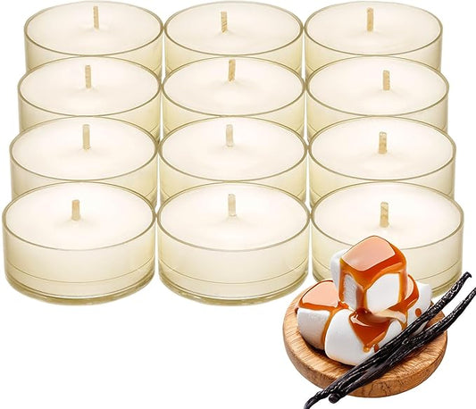 PartyLite Tea Lights Candles, Marshmallow and Vanilla with Caramel Scent, Gift Set of 12, Aromatherapy with up to 4 to 6 Hours Burn Time, Ideal for Home Decor, Holiday Gifting & Celebration - Bloomnest