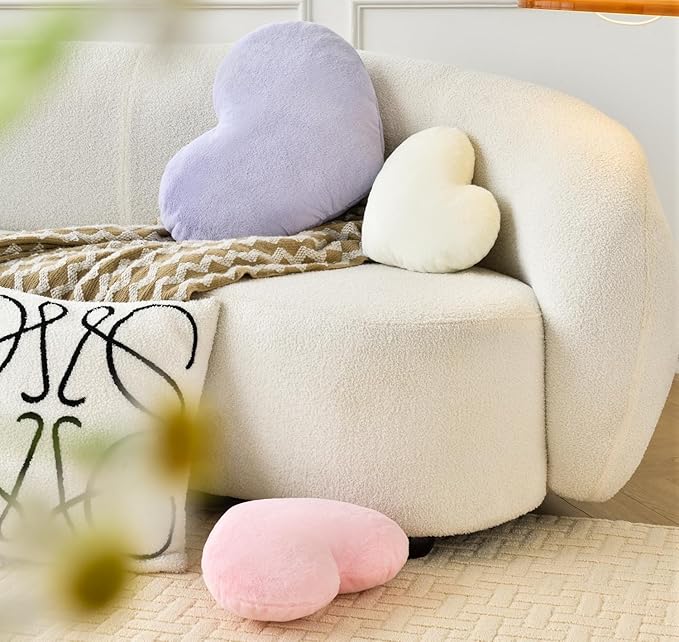 Petrella Throw Pillows Heart Pillow Cute Fuzzy Pillows for Bed Livingroom Home Decor Cushion Decorative Aesthetic Preppy Pillows Pink1,Small 13"x10" - Bloomnest
