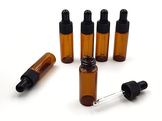 15Packs 5ml Tiny Amber Glass Mini Dropper Bottles for Essential Oils, Cosmetics, and Liquid Small Empty Travel Sample Vials with Dropper and Black Caps