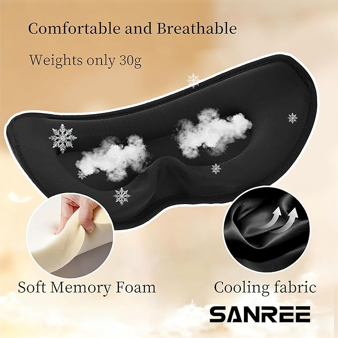 Sleep Mask for Side Sleeper, 3D Contoured Blackout Sleeping Mask,Breathable Sleep Masks for Women Men,Eye Masks for Sleep,Adjustable Eye Cover Blindfold with lash Extensions for Trave,Nap,Night Work - Bloomnest