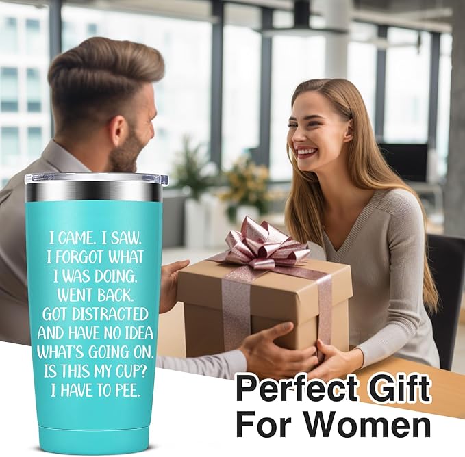 Fun Birthday Gifts for Women - I Came I Saw Coffee Mug Drinking Cups for Elderly Senior Citizen - 40, 50, 60, 70 Year Old Gag Gift for Female Her, 20oz Stainless Steel Insulated Tumbler - Bloomnest