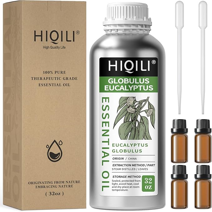 HIQILI Eucalyptus Essential Oil for Spray, Diffuser & Skin, 100% Pure Undiluted - 32 Fl Oz - Bloomnest