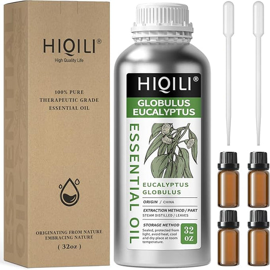 HIQILI Eucalyptus Essential Oil for Spray, Diffuser & Skin, 100% Pure Undiluted - 32 Fl Oz - Bloomnest