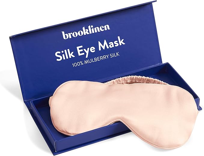 Brooklinen Silk Eye Mask for Sleeping – Blush Pink, 100% Mulberry Silk Sleep Mask with Soft Elastic Strap, Machine Washable, Breathable & Cool-to-The-Touch – Ideal for Sleeping & Traveling - Bloomnest