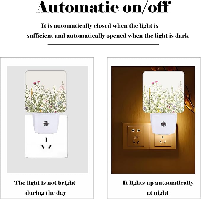 Wildflowers in Full Bloom Night Light,Plug Into Wall Decor for Stairway,Hallway,Kitchen,Dusk to Dawn Sensor Nightlights for Boys/Girls/Women/Men Room Gifts - Bloomnest