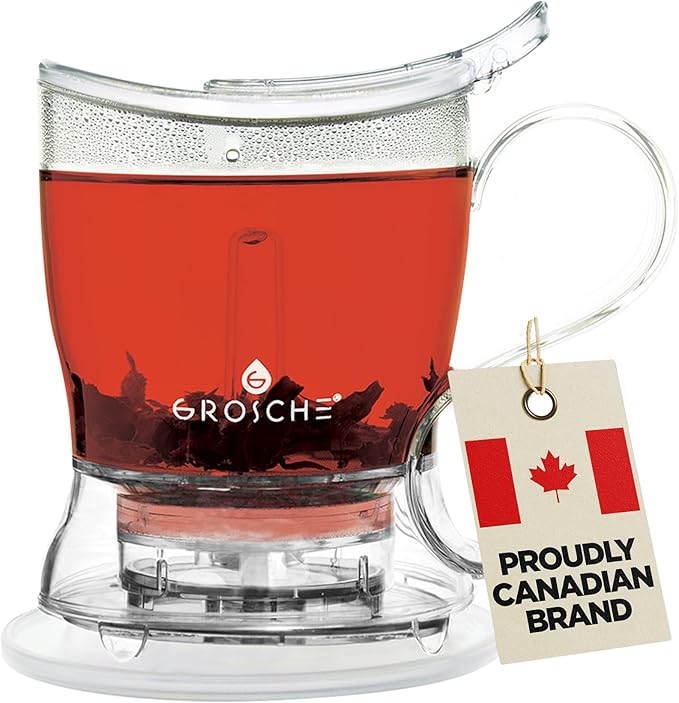 GROSCHE Aberdeen Tea Infuser Teapot & Smart Tea Maker - BPA-Free, Drip-Free Design | Coaster | Easy Brew | Easy Clean Steeper (17.7 oz - 525 ml) - Bloomnest