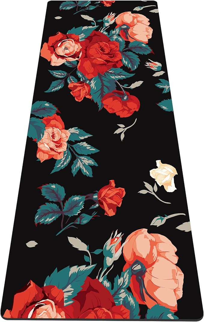 nuveti Yoga Mat Print Extra Thick TPE Non Slip Fitness Exercise Mat with Carrying Bag,72"x24" Extra Thick 6MM Exercise & Workout Mat for Yoga, Pilates Fitness and Floor Exercises - Bloomnest