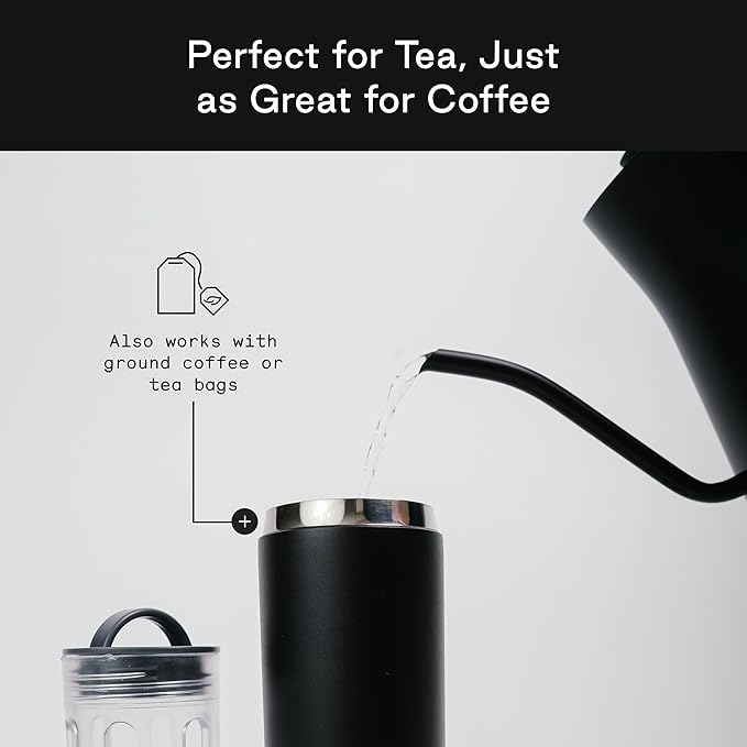 Firebelly Tea, Travel Tea Infuser Mug with Strainer, Insulated Tumbler for Loose Leaf Tea or Coffee, Leakproof Bottle for Hot or Iced Drinks, Stainless Steel Thermos with Lid, Noir - Bloomnest