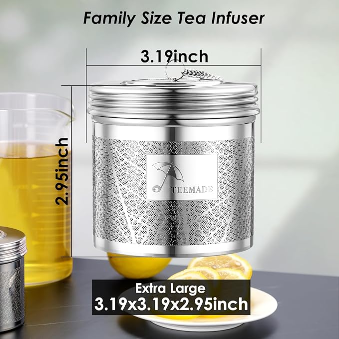 Extra Large Tea Infuser for Loose Tea & Spice Infuser for Cooking,304 Stainless Steel Tea Filters,Extra Fine Mesh Tea Strainers for Black Tea,Iced Tea,Herbs & Soup Etc - Bloomnest