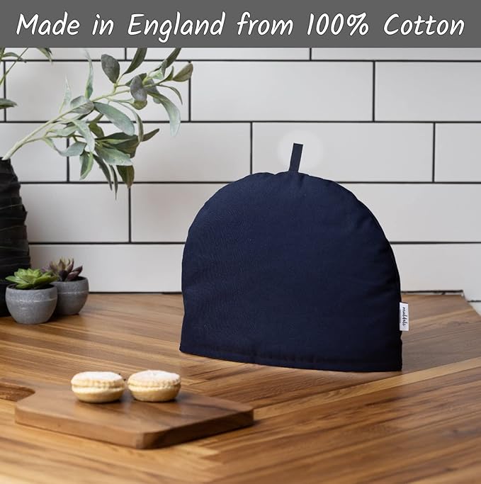 Muldale Large Tea Cozy for Teapot - Oxford Navy - Teapot Cover Insulated 100% Cotton Thick Wadding - Designed in England - Tea Cozies Covers - 1 to 6 Cup - Bloomnest