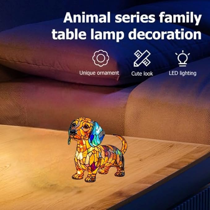 Dog lamp, Dachshund Lights, Cute Pet Resin Dog Desktop Night Lights, Vintage LED Table Lamps Home Decor, Animal Series Art Night Lights for Christmas Birthday（Dachshund） - Bloomnest
