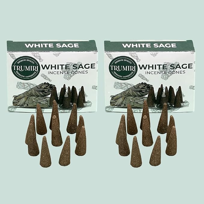White Sage 60 Cone Incense - Six Packs of 10 Scented Incense Cones TRUMIRI