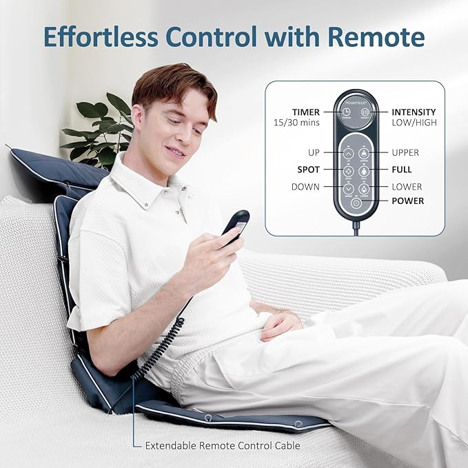 MOUNTRAX Back Massager for Chair, Full Back Massager for Pain Relief Deep Tissue, Massage Chair Pad with Soft S-Curve Design, Versatile Portable Massage Seat Cushion, Chair Massager - Bloomnest