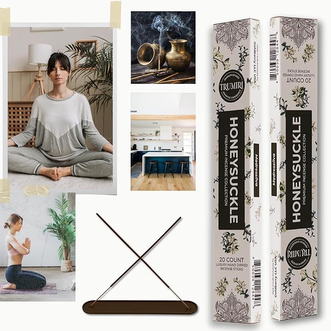 Honeysuckle Incense Sticks - Total 120 Insence-Sticks - 6 Packs of 20 Insense - Inciensos - Inscents - Natural Non Toxic Ingredients - Incents - Incence - Inscense - Insents TRUMIRI
