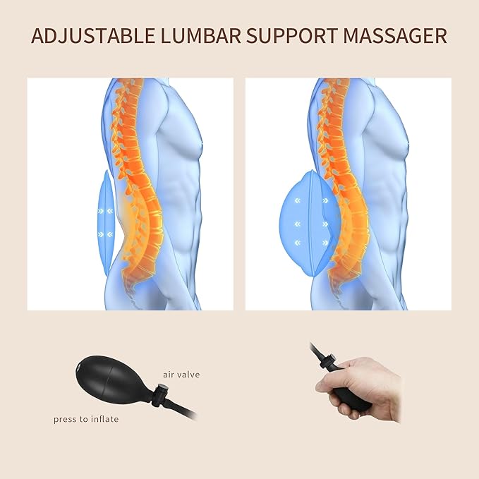Back Massager for Chair with 8 Motors, Massage Chair Pad, Seat Massager with Lumbar Support,Heating Pad for Home/Office/Wife/Husband/Christmas - Bloomnest