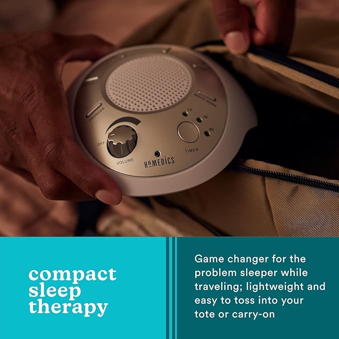 Homedics SoundSleep White Noise Sound Machine, Silver, Small Travel Sound Machine with 6 Relaxing Nature Sounds, Portable Sound Therapy for Home, Office, Nursery, Auto-Off Timer, by Homedics - Bloomnest