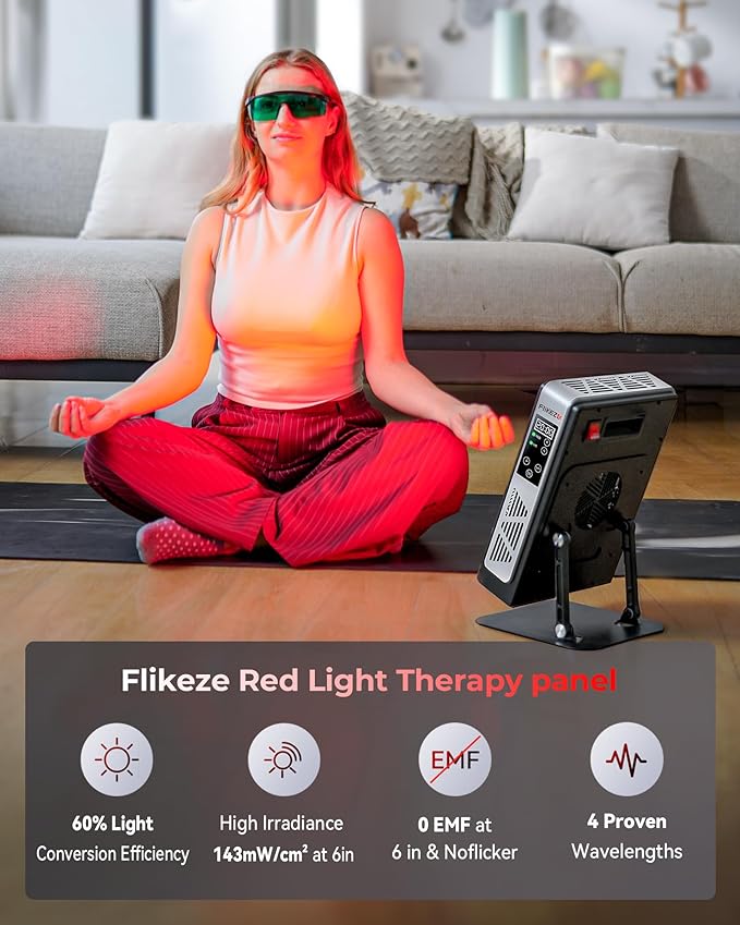2026 Upgraded Red Light Therapy for Body Face, Dual Chip 660nm 850nm Red Light Panel with 3 Modes, Dimmable & Timer, Infrared Light Therapy for Home Office Gym, Basic 78 LEDs Flikeze