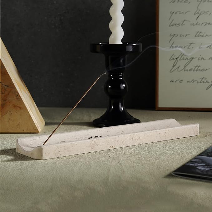 Koville Marble Incense Holder, Incense Holder for Sticks, Incense Sticks Holder Ash Catcher for Meditation Yoga SPA, Natural Stone Incense Burner, Home Table Decor
