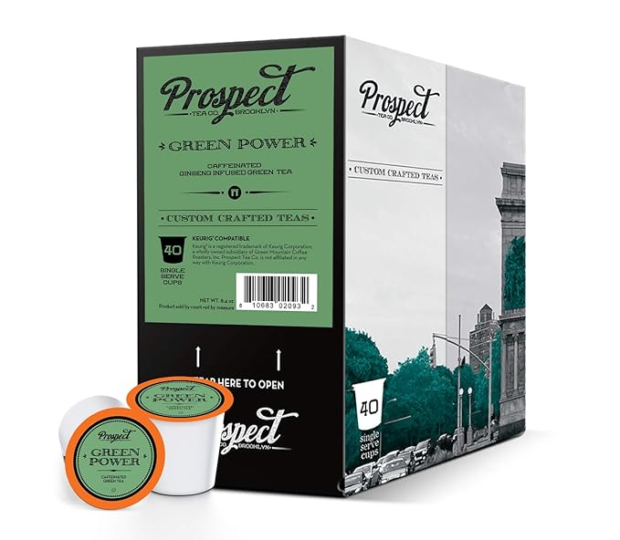 Prospect Tea Co. Green Power Caffeinated Tea Pods Compatible with K Cup Brewers Including 2.0, 40 Count - Bloomnest