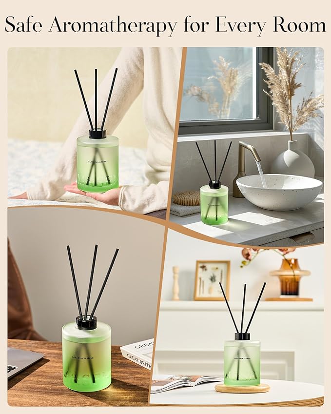 M&SENSE Linen Reed Diffuser Set - 16.9 fl oz Large Room Scented Diffuser with Sticks, Long-Lasting Non-Toxic Home Fragrance Gifts for Bedroom, Bathroom & Office