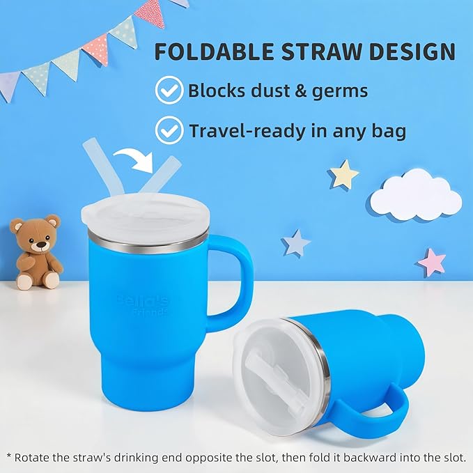 Bella's Friends Handy Mini Tumbler – Adorable 9 oz Sippy Cup for Toddlers 1-3 years old, Flexible Straw, Stainless Interior & Silicone Body, Leak‑Proof, Dishwasher Safe, Ideal for Travel or At Home - Bloomnest