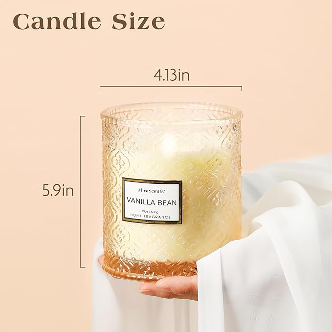 Vanilla Scented Candles, Fall Vanilla Bean 19oz Candle Gifts for Women, Luxury Large Decorative Candles in Glass, Natural Soy Wax for Home - Bloomnest