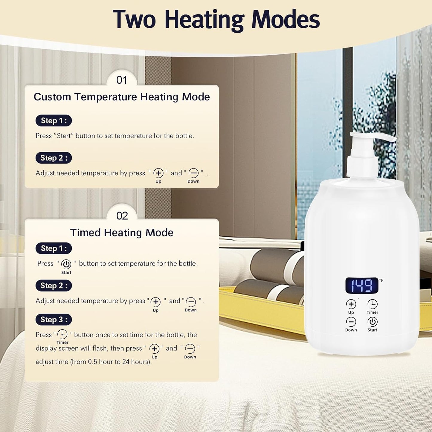 Meifuly Oil Warmer for Massage Therapy & Personal Use, Quick Lotion Warmer Heats Up, with Two Bottles, Adjustable and Constant Temperature