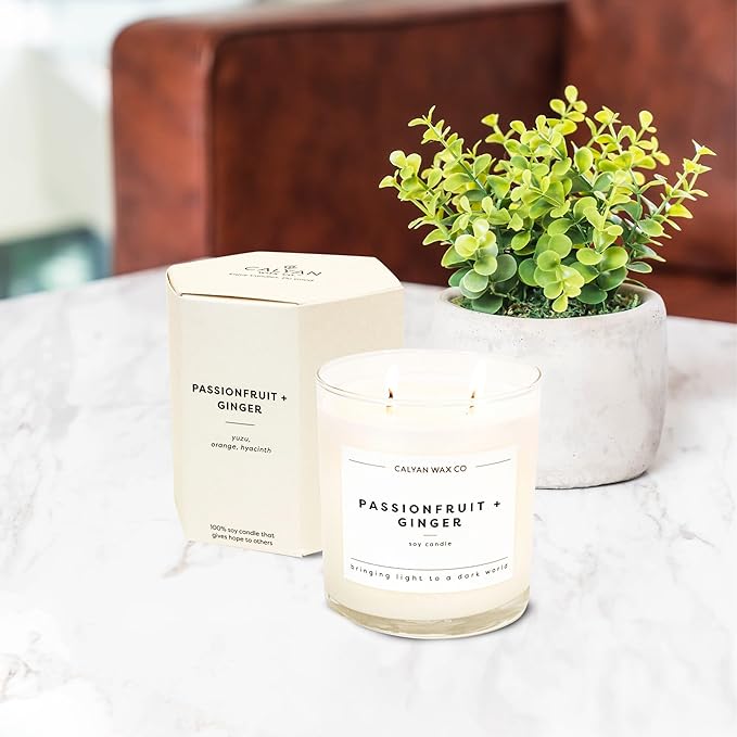 Calyan Wax Co. 2 Wick Candle, Rosewood + Amber Scented Candle, 37 Hour Burn Time, Aromatherapy Soy Candles, Non Toxic & Vegan Soy Wax, Glass Tumbler Scented Candles, 8.8oz - Bloomnest