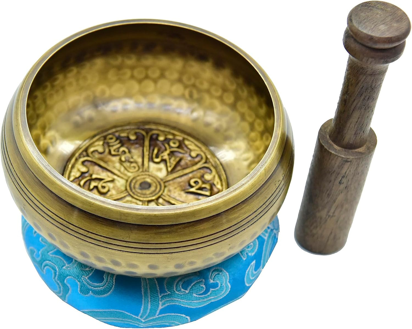 4 Inch Authentic Hand Beaten with Healing Mantra Engravings, Meditation Sound Bowl and Wooden Striker Handcrafted in Nepal, Yoga, Chakra Balancing,Healing, and Mindfulness