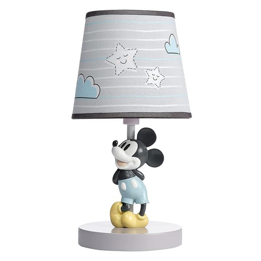 Lambs & Ivy Disney Baby Moonlight Mickey Mouse Lamp with Shade & Bulb - Gray - Bloomnest
