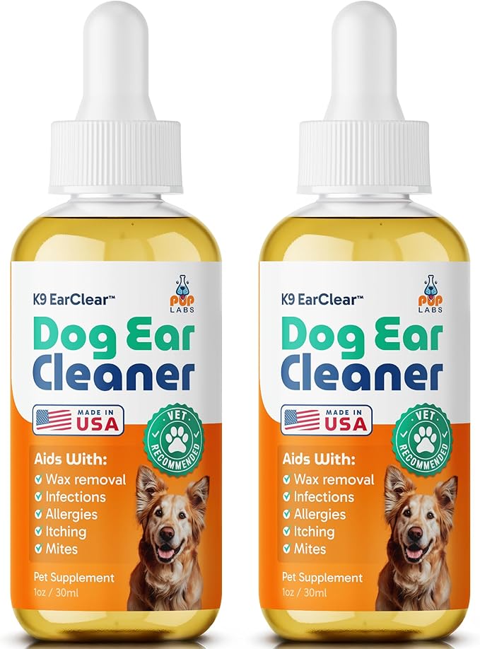 Ear Clear, Natural Dog Ear Cleaner and Infection Treatment for Dogs, Dog Drops for Itching, Irritation, & Wax Build-Up, 2-Pack - Bloomnest