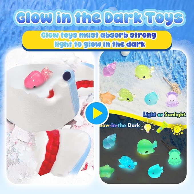 Shark Bath Bombs for Kids, 8 Surprise Bath Bombs with Sea Aninmals Inside & 4 Suction Cup Toys Outside, Natural Handmade Bubble Bath Ball Gift for Boys Girls Birthday Christmas - Bloomnest