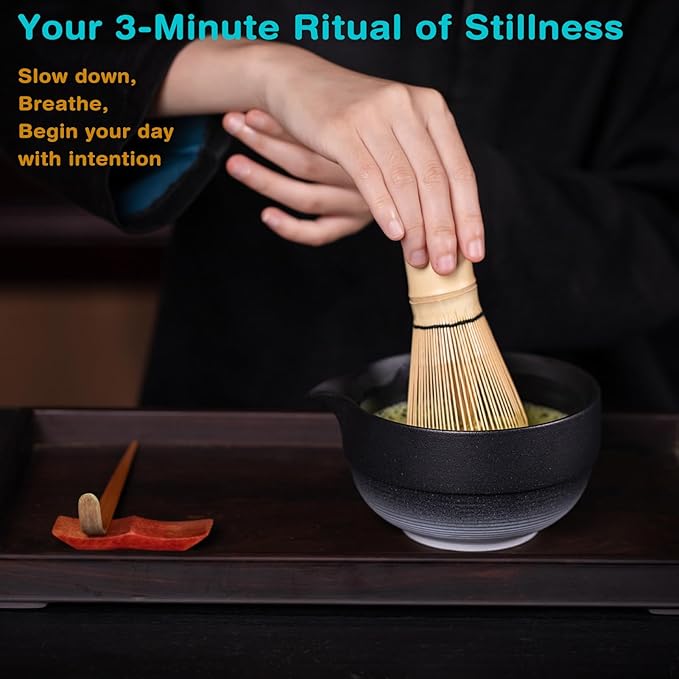 Premium Matcha Ceremony Set – Complete 9-Pcs Ritual Kit – Presented in Luxury Magnetic Gift Box, Perfect for Gifting or Self-Care (Black) - Bloomnest