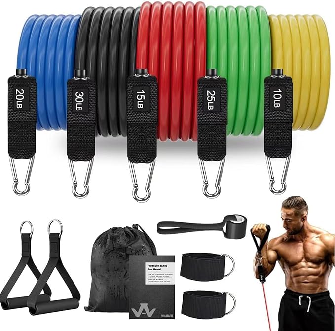 WHATAFIT Resistance Bands, Exercise Bands，Resistance Bands for Working Out with Handles for Men and Women Fitness, Strength Training Home Gym Equipment - Bloomnest
