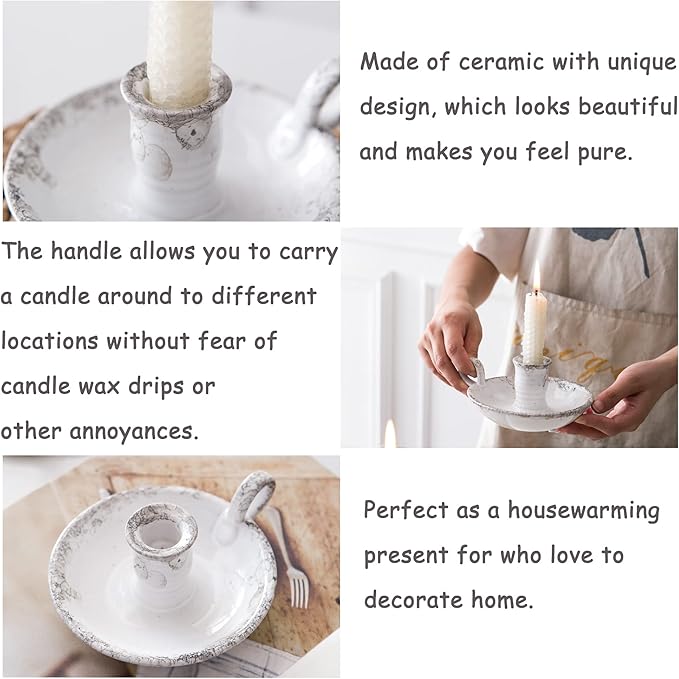 Candle Holder Ceramic Candlestick Holder, Candlelight Stand for Spell Candles, Taper Candles, and Incense, Halloween Christmas Dining Room Home Decoration Display - Bloomnest