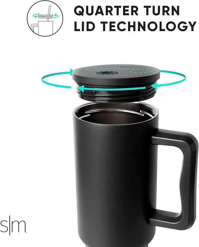 Simple Modern 40 oz Trek Tumbler with Handle and Straw Lid | Cup Holder Friendly Insulated Stainless Steel Travel Mug | Downhill Skiing SimpleModern