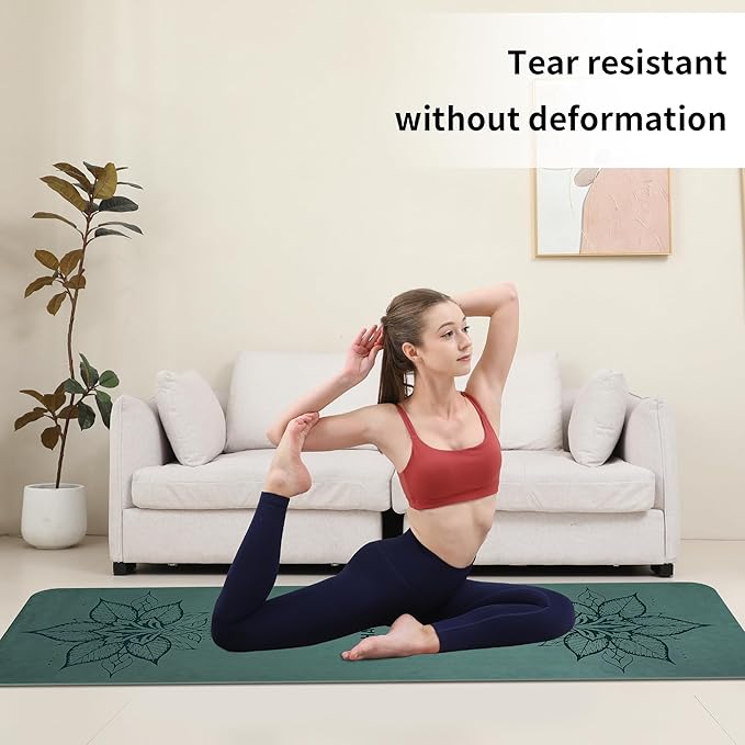 HAHE Yoga Mat Thick (8MM,1/3"), Eco-Friendly POE Non Slip Yoga Mat, High Rebound & Shock Absorption, Anti-Tear & Sweat-Resistant for Yoga, Fitness, Home, Workouts, Large Pilates Mats 72"x24" with Carrying Strap - Bloomnest
