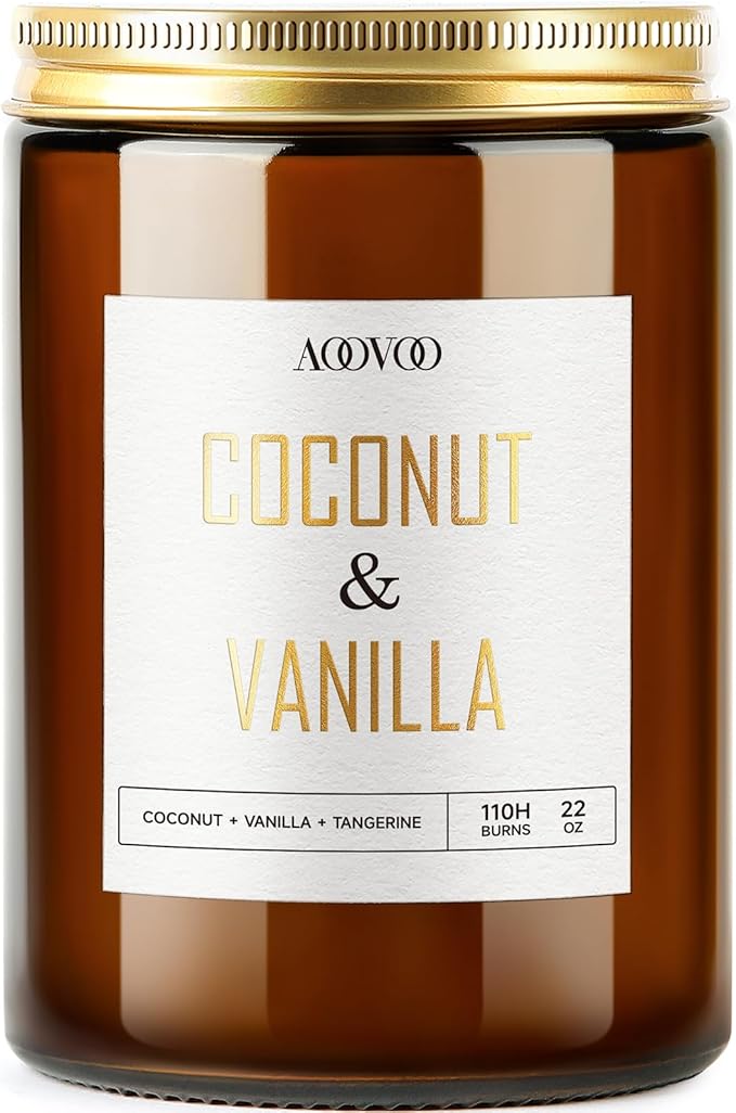 AOOVOO Vanilla Coconut Candle - Large Scented Candles 22oz, Soy Candles, Aromatherapy Candle, Soy Wax Candle - Bloomnest