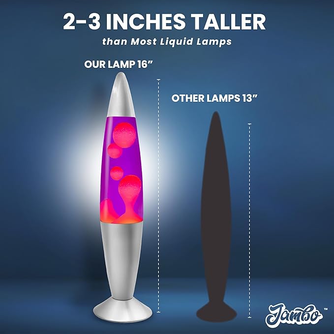 JAMBO 16" Beautiful Lamp- Purple with Pink Wax, Relaxing Liquid Light, Night Light Nightlight, Home Decor Living Room Office Bedroom Lamp for Adults Teens Kids, Magma Motion - Bloomnest