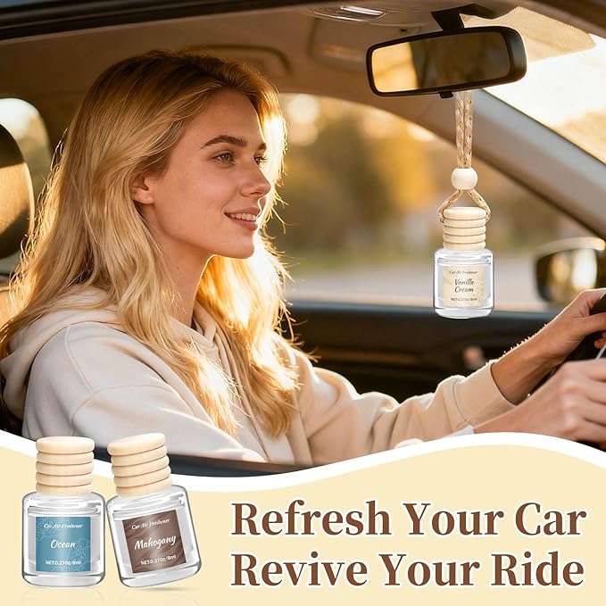 6 Pack Car Air Freshener - Valentines Day Gifts for Her, Hanging Air Freshener Essential Oil Diffuser, Romantic Car Scents Cute Auto Decor Gifts for Women/Men - Bloomnest